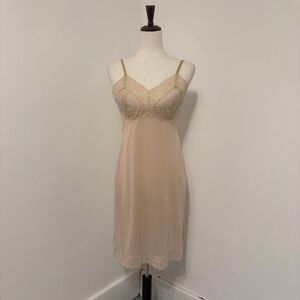 Vintage 60s Vassarette Slip Dress Lingerie Pale Pink Lace Slip Dress Sz 34A